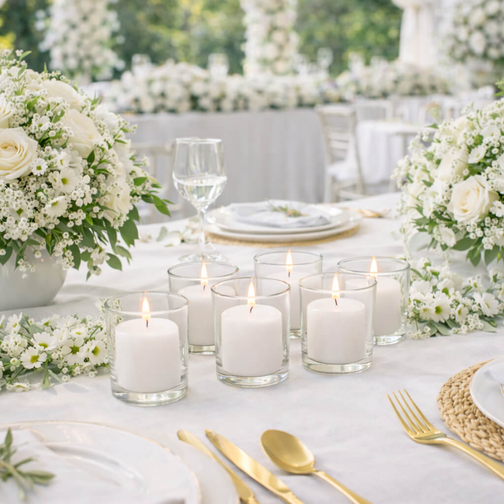 Richland Votive Candles & Eastland Clear Votive Holders Set of 288 - White - Citronella Scented