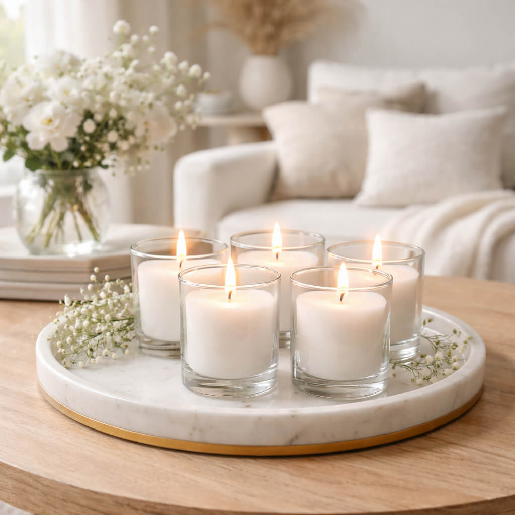 Richland Votive Candles & Eastland Clear Votive Holders Set of 288 - White - Citronella Scented