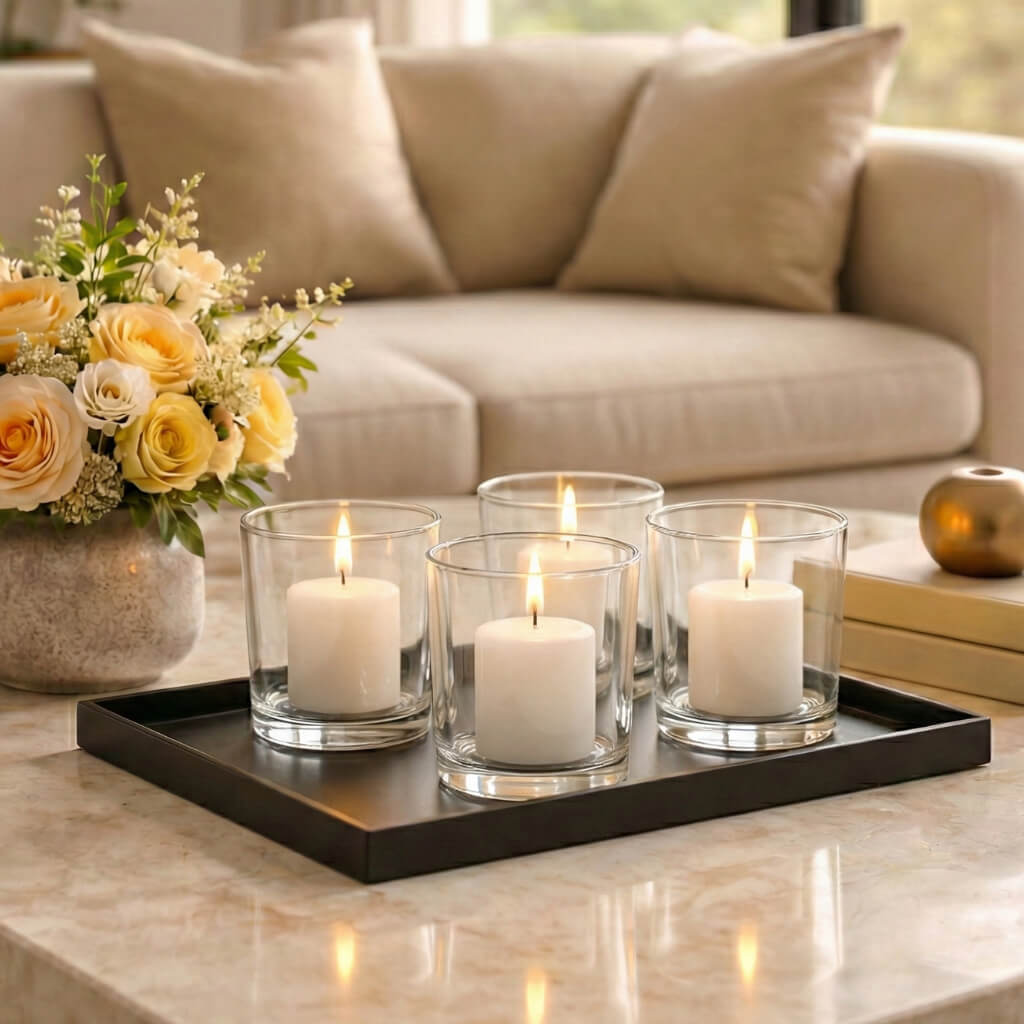 Richland Votive Candles & Eastland Clear Votive Holders Set of 288 - White - Citronella Scented