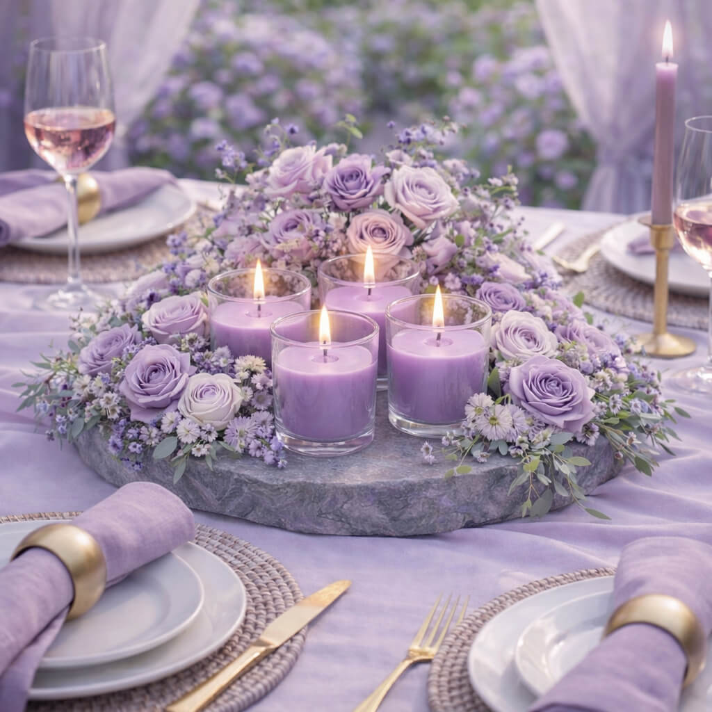 Richland Votive Candles & Eastland Clear Votive Holders Set of 144 - Lavender - Lavender Scented