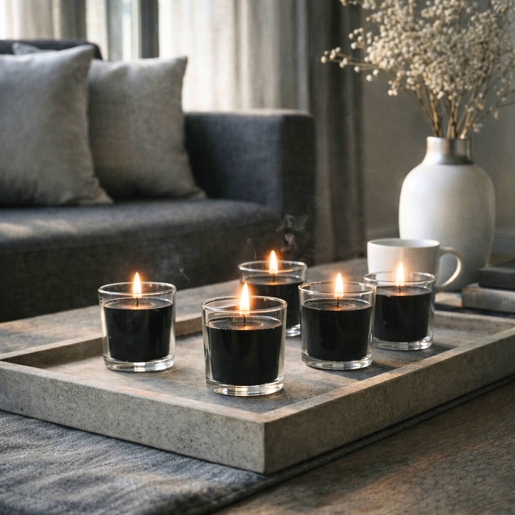 Richland Votive Candles & Eastland Clear Votive Holders Set of 288 - Black - Unscented