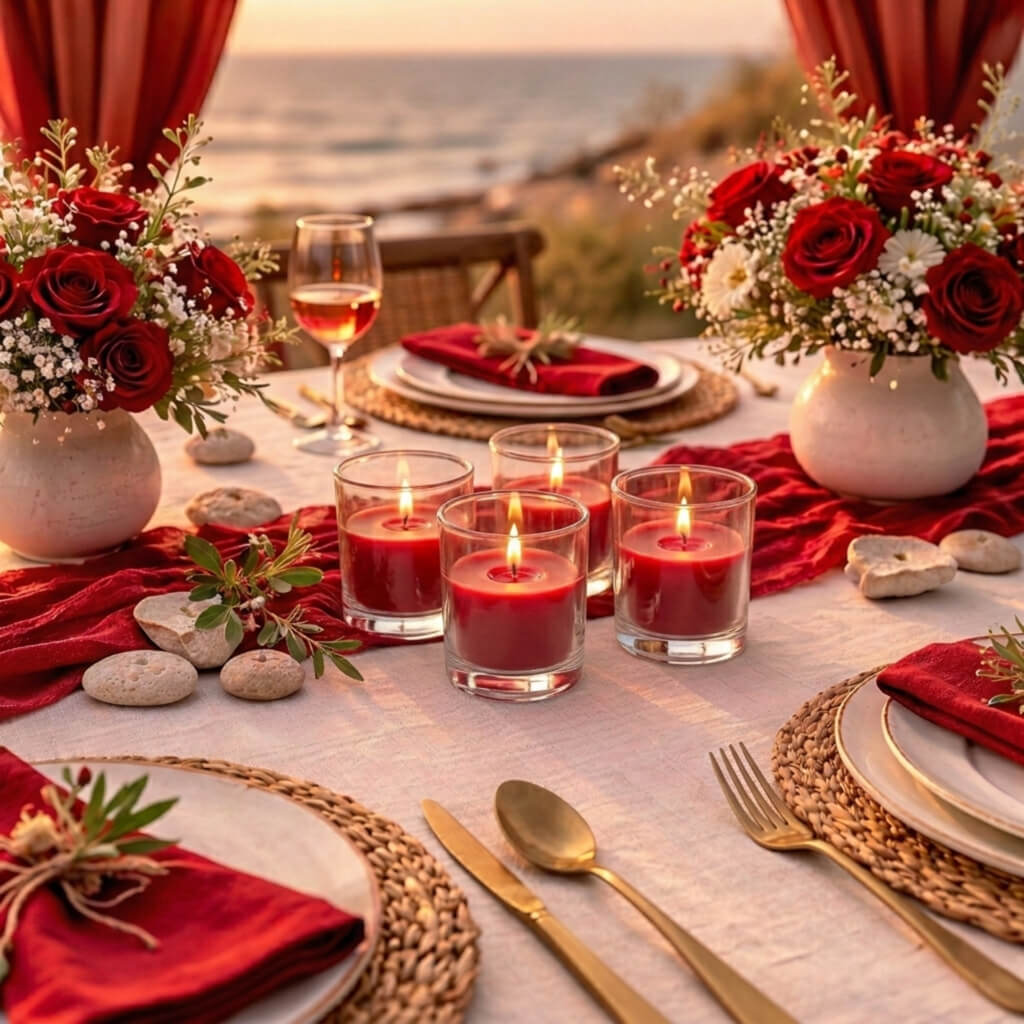 Richland Votive Candles & Eastland Clear Votive Holders Set of 12 - Red - Unscented