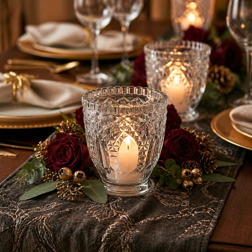 Richland Royal Textured Glass Votive Holder Grande Clear Set of 6