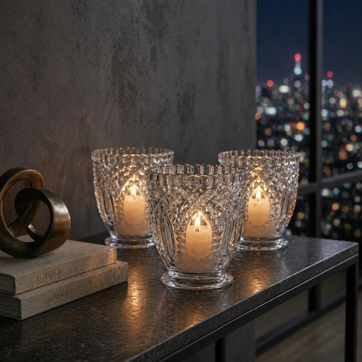 Richland Royal Textured Glass Votive Holder Grande Clear Set of 6