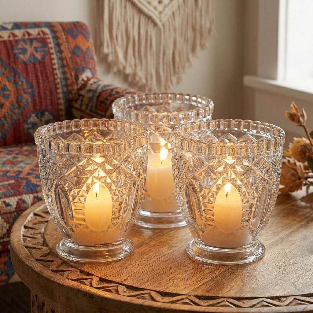 Richland Royal Textured Glass Votive Holder Grande Clear Set of 6