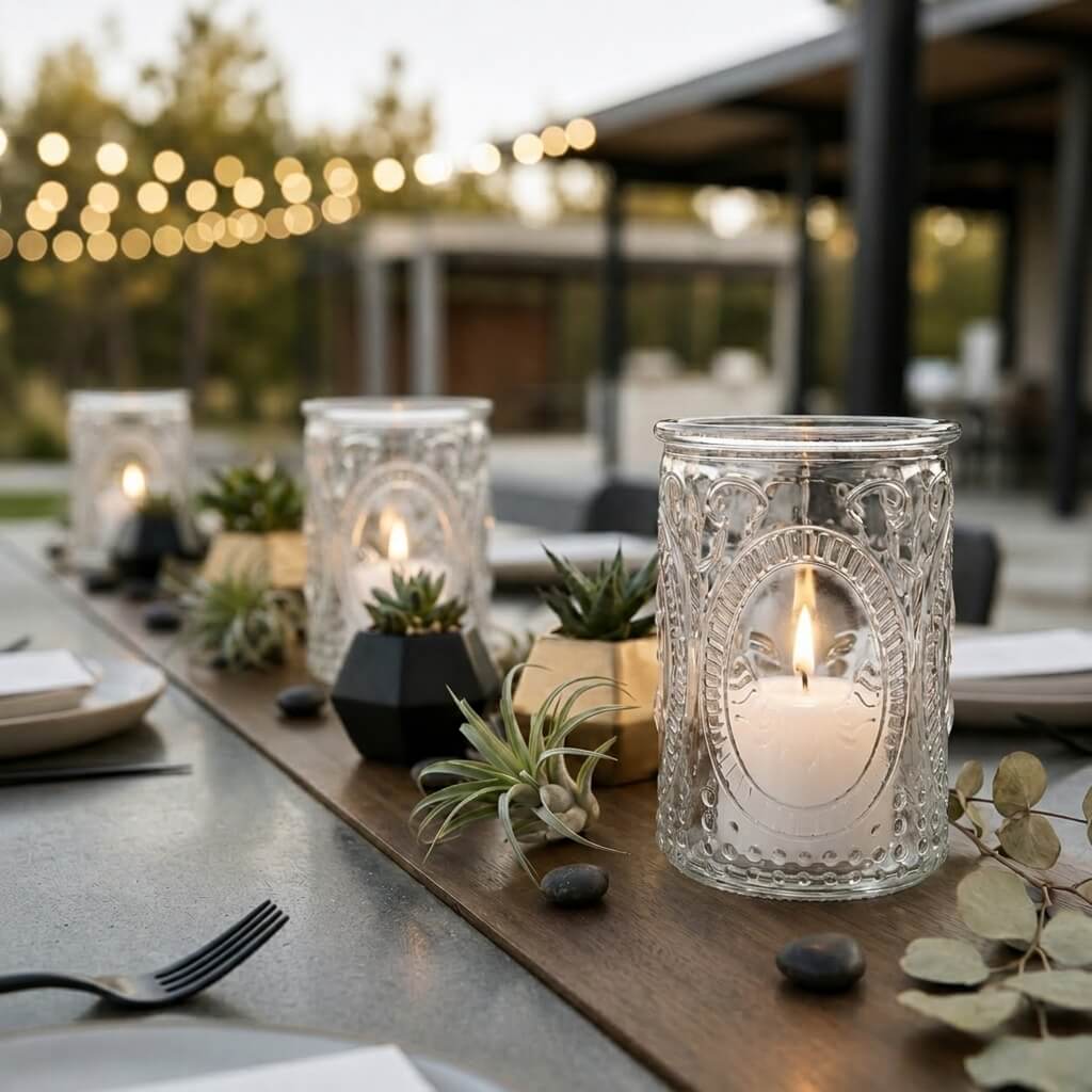 Richland Candle Holder and Vase Textured Glass Tall