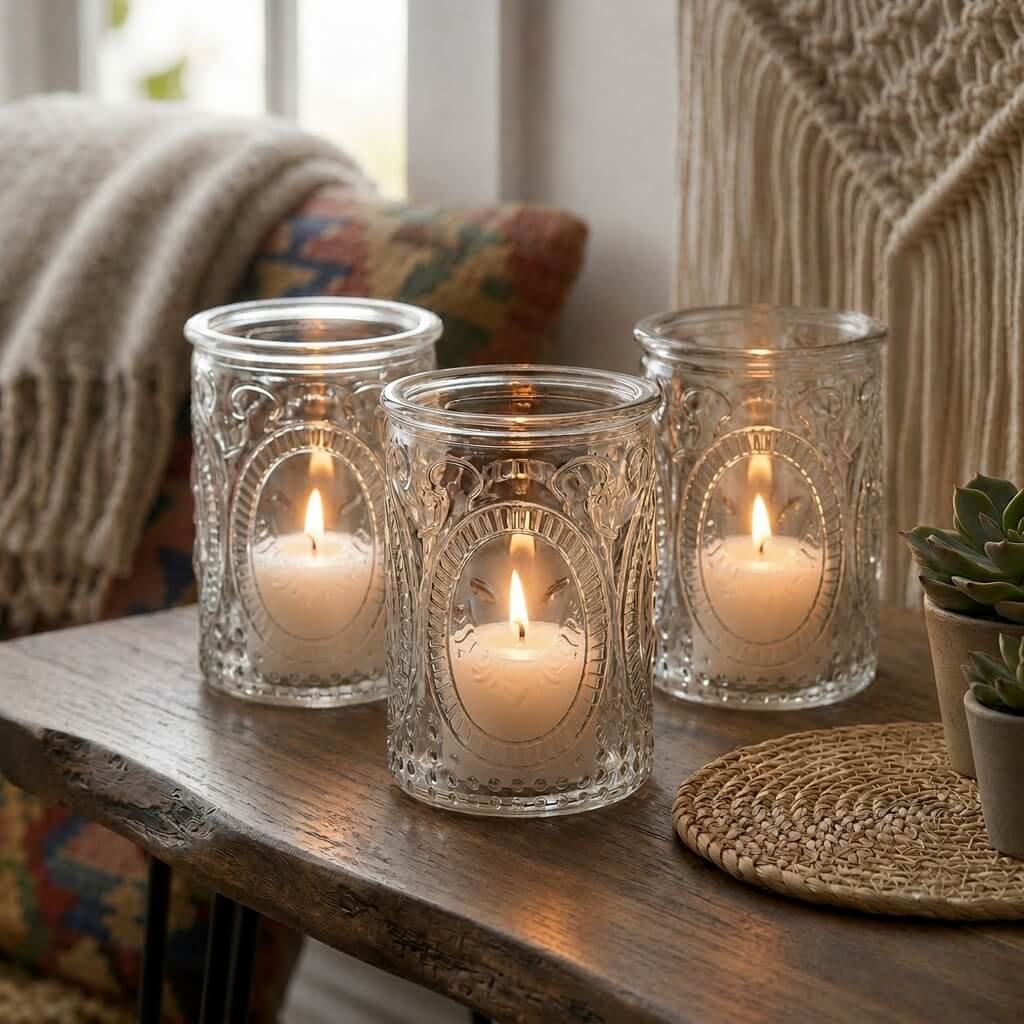 Richland Candle Holder and Vase Textured Glass Tall