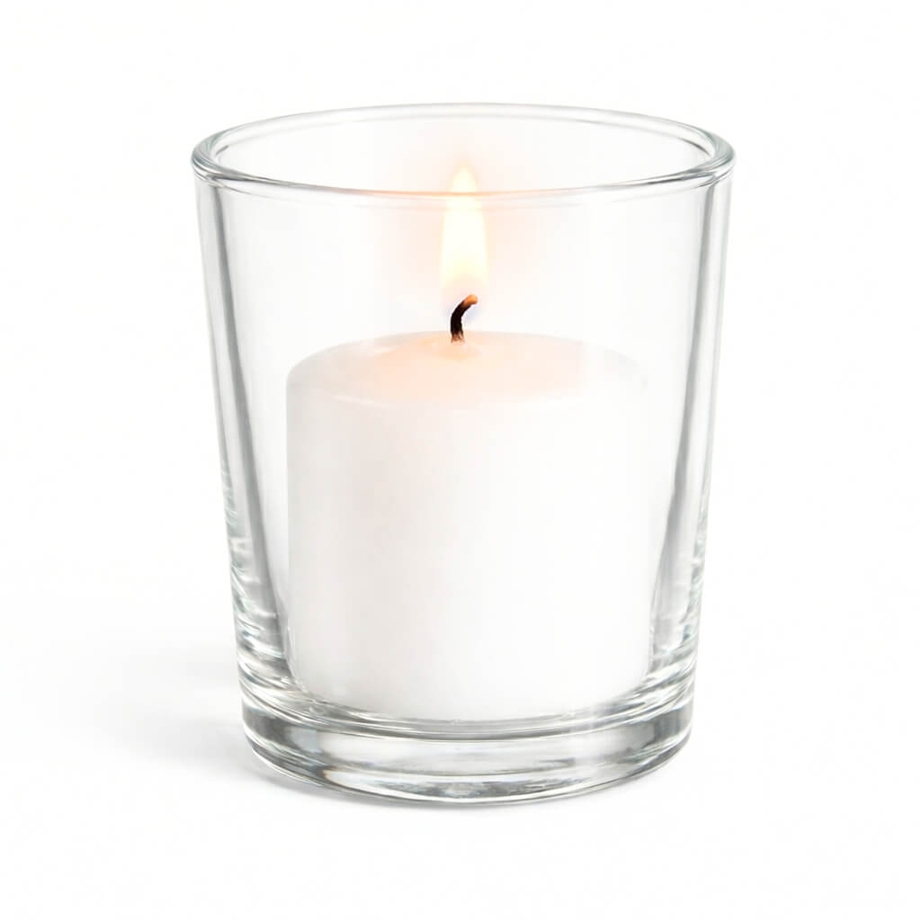 Richland Votive Candles & Eastland Clear Votive Holders Set of 12 - White - Unscented