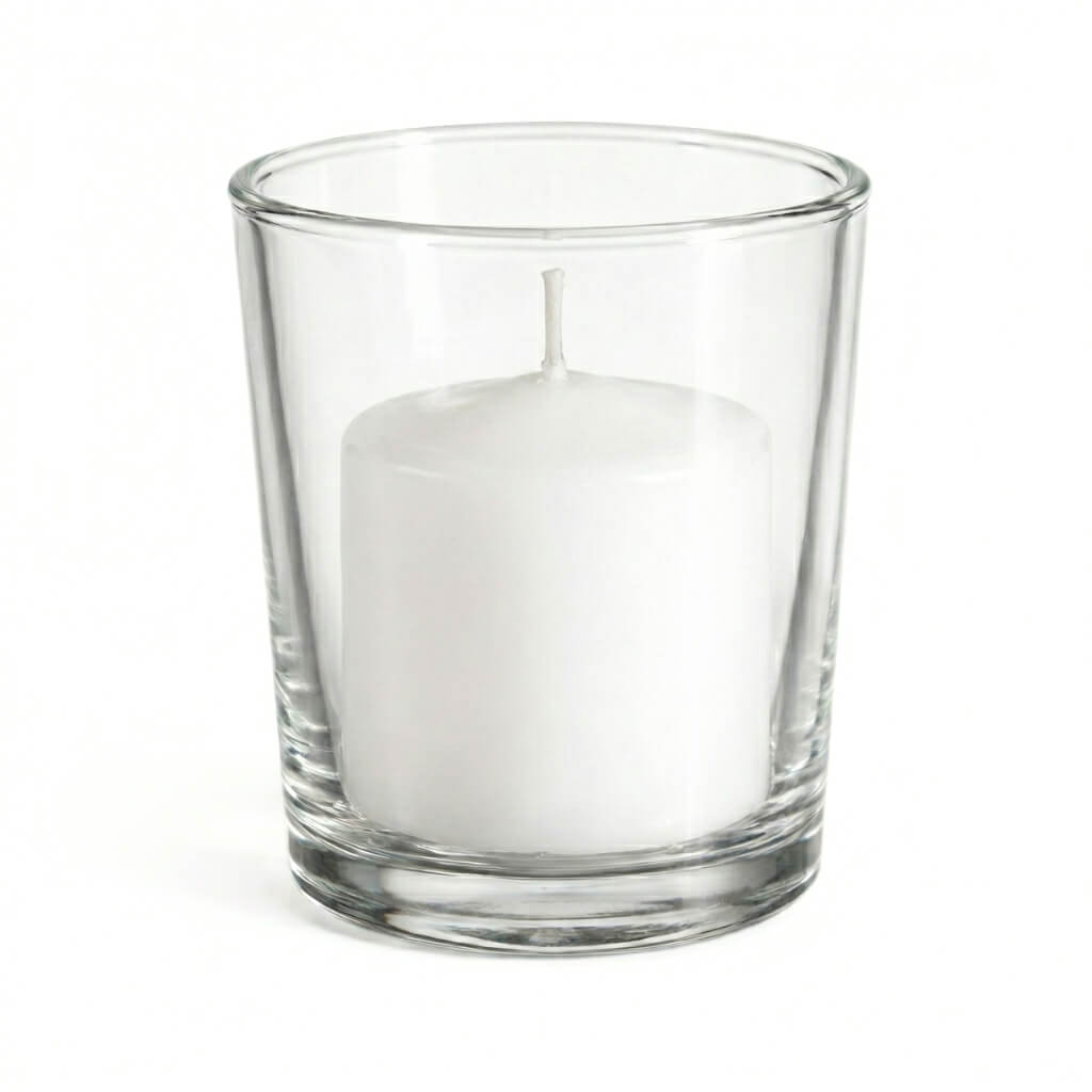 Richland Votive Candles & Eastland Clear Votive Holders Set of 12 - White - Unscented