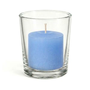 Richland Votive Candles & Eastland Clear Votive Holders Set of 144 - Light Blue - Unscented
