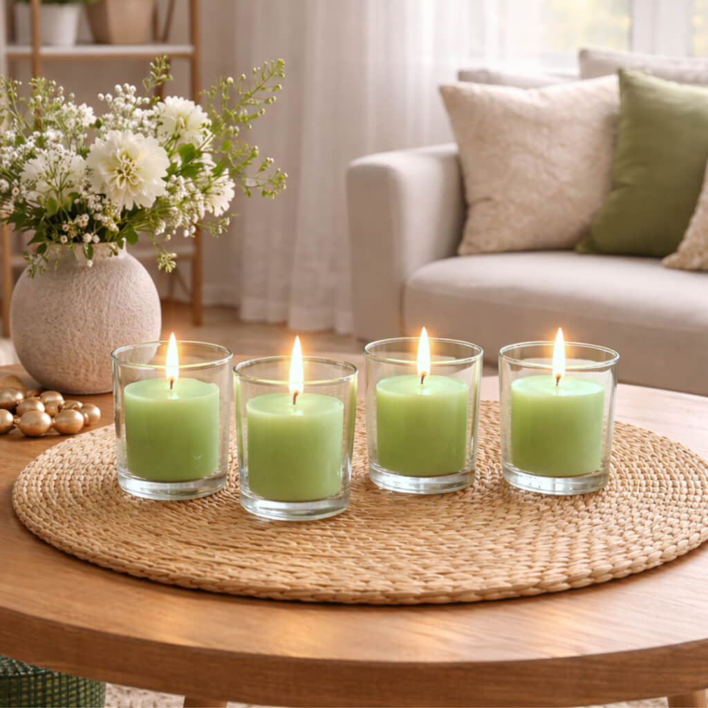 Richland Votive Candles & Eastland Clear Votive Holders Set of 288 - Green - Unscented