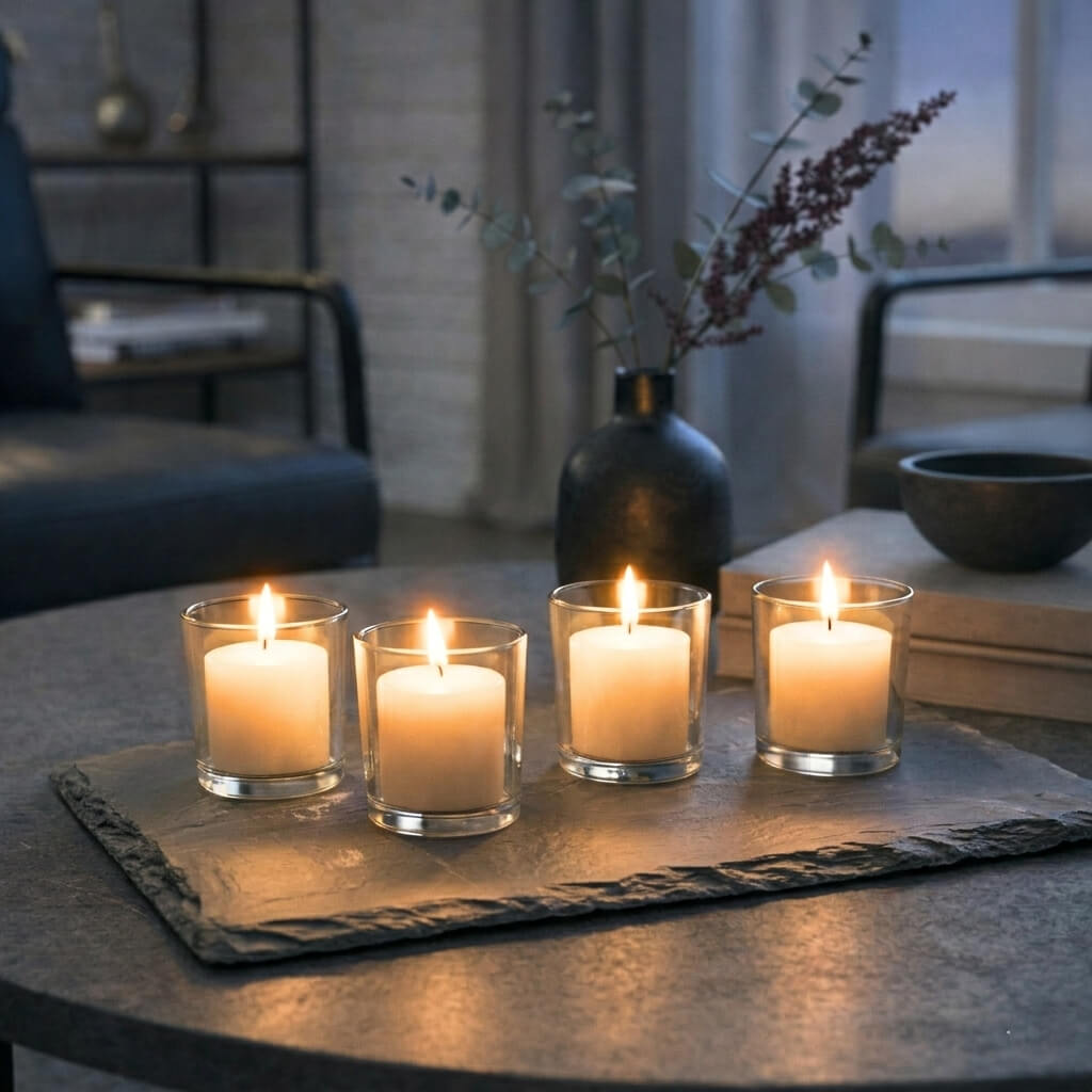 Richland Votive Candles & Eastland Clear Votive Holders Set of 288 - Ivory - Unscented