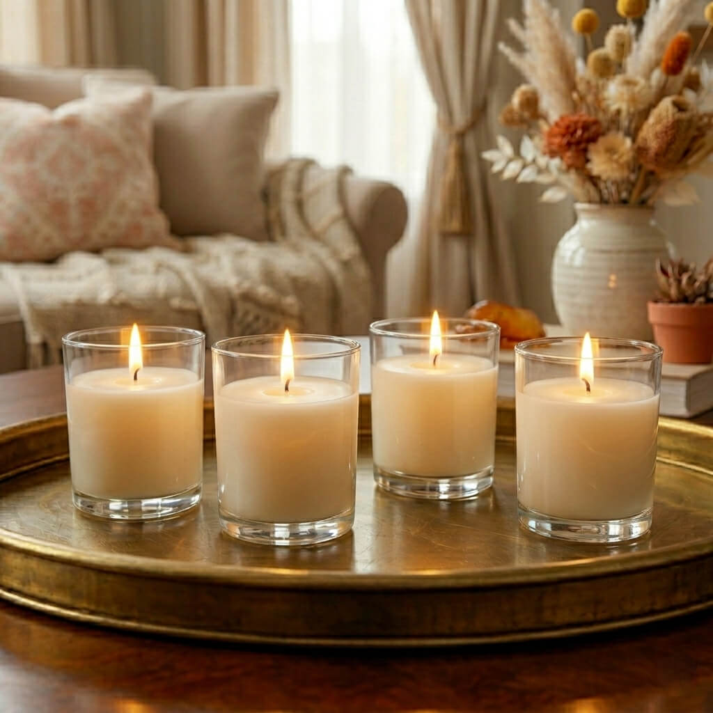 Richland Votive Candles & Eastland Clear Votive Holders Set of 288 - Ivory - Unscented