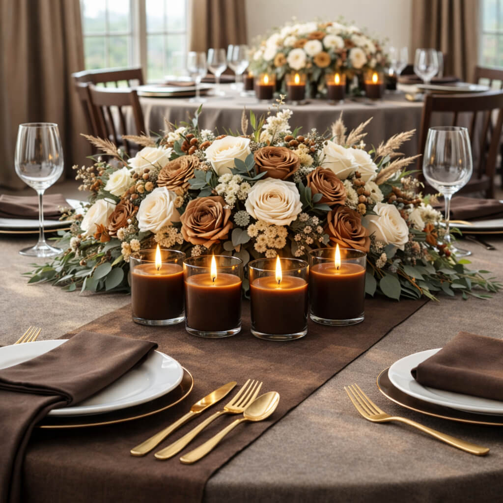 Richland Votive Candles & Eastland Clear Votive Holders Set of 144 - Brown - Unscented