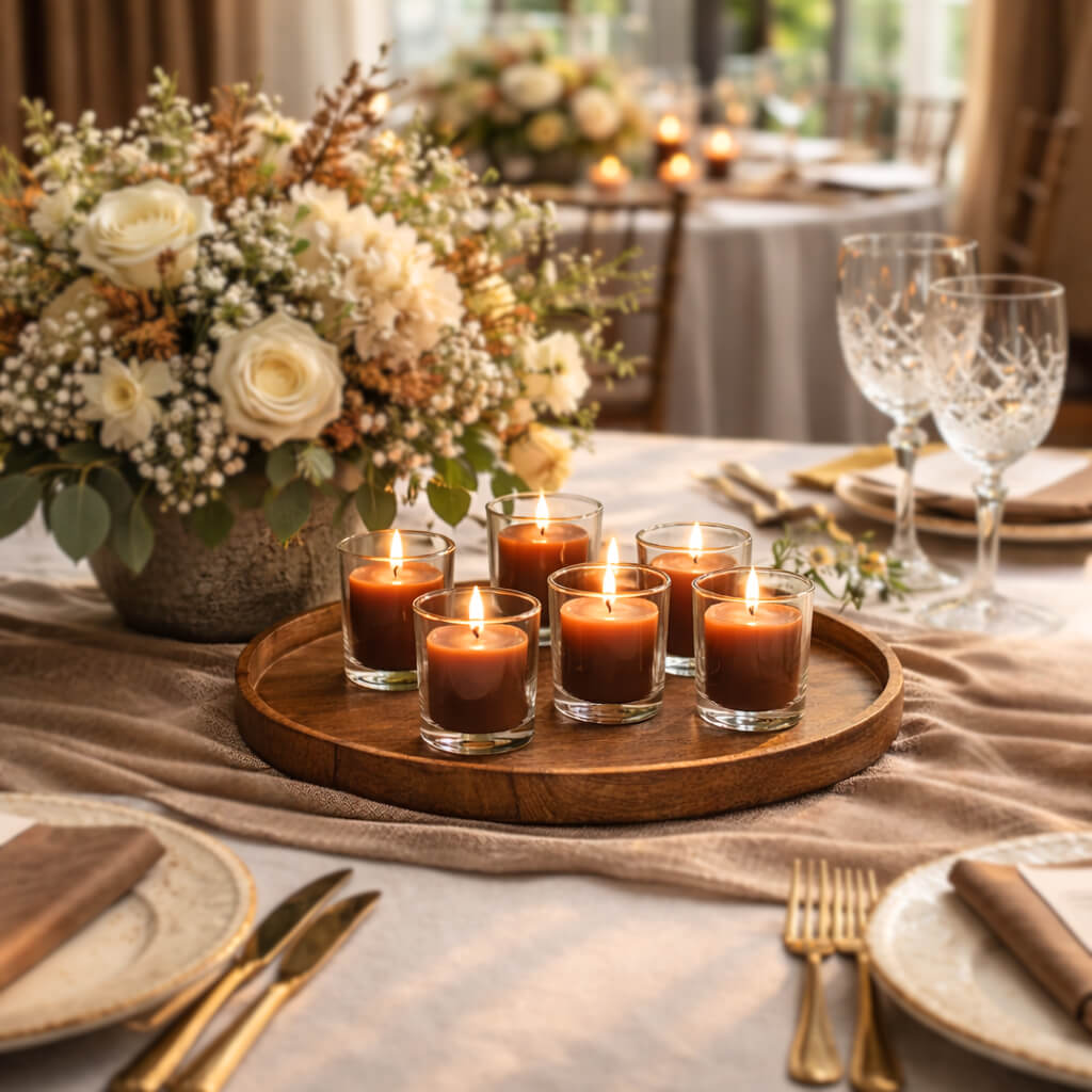 Richland Votive Candles & Eastland Clear Votive Holders Set of 144 - Brown - Unscented