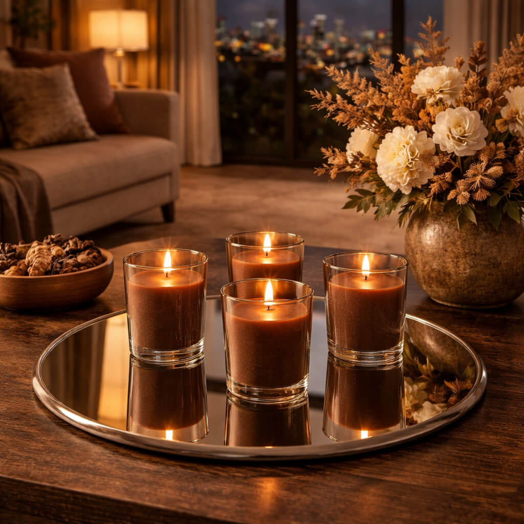 Richland Votive Candles & Eastland Clear Votive Holders Set of 144 - Brown - Unscented