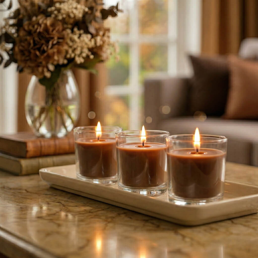Richland Votive Candles & Eastland Clear Votive Holders Set of 144 - Brown - Unscented