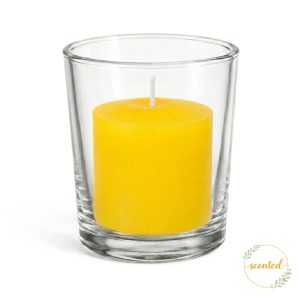 Richland Votive Candles & Eastland Clear Votive Holders Set of 12 - Yellow - Lemon Meringue Scented