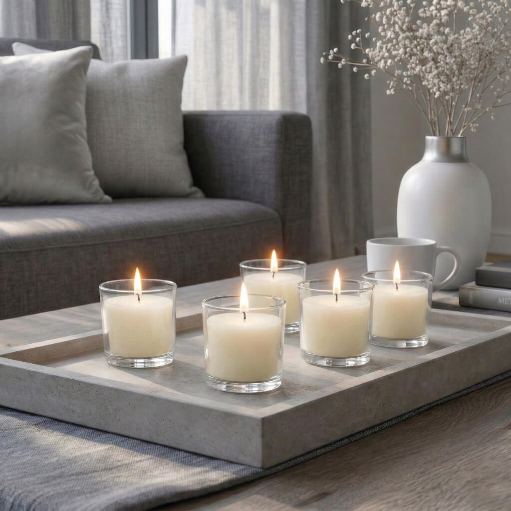 Richland Votive Candles & Eastland Clear Votive Holders Set of 288 - Light Ivory - Unscented